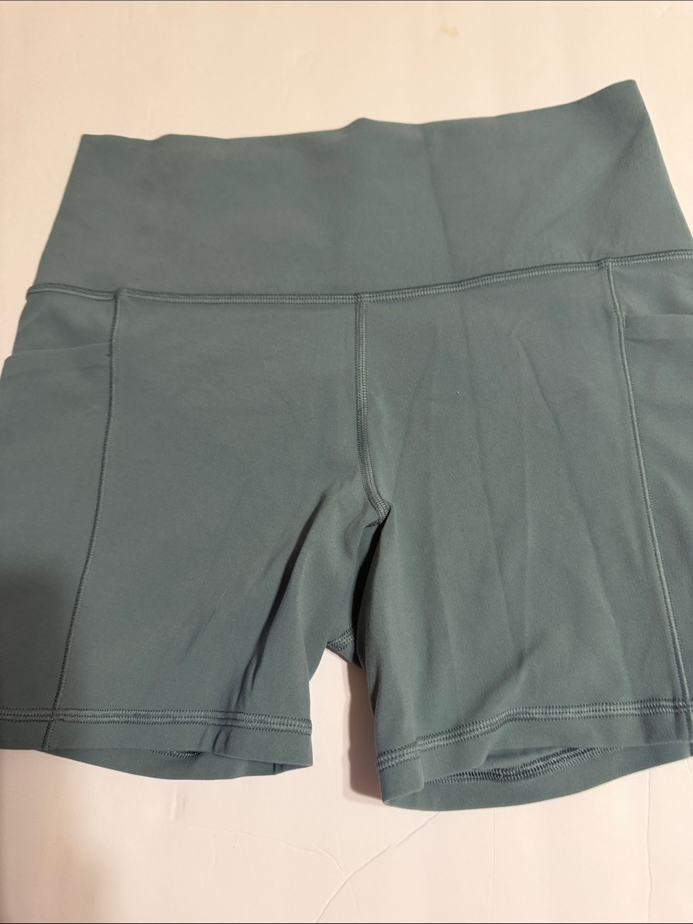 Athleta High-Rise Bike Shorts in Slate Green